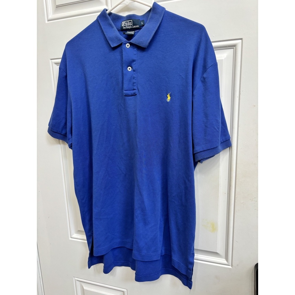 Polo By Ralph Lauren Shirt Blue Short Sleeve Polo Mens L Cotton